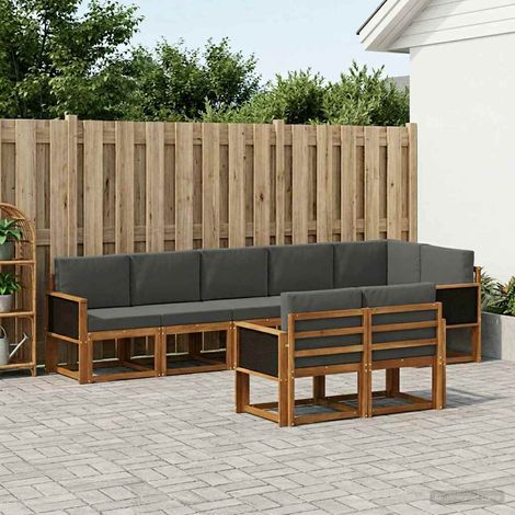 vidaXL Outdoor-Sofagarnitur 8 Stk. Natur und Anthrazit Polyester (1/5)