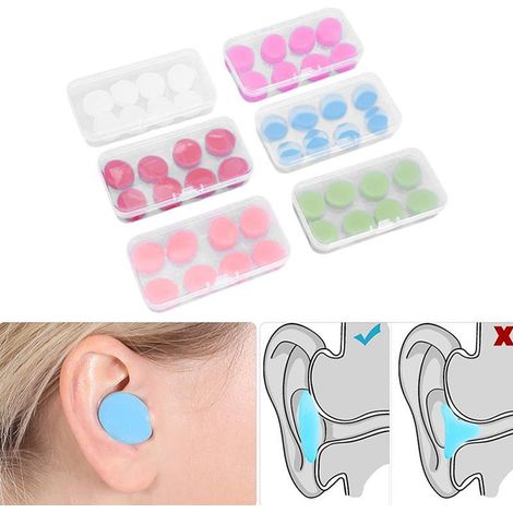 Bouchons d'oreilles en silicone, souples, réutilisables, extensibles, imperméables