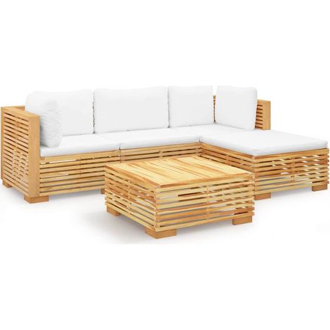 Maison Exclusive - Set Divani da Giardino 5 pz con Cuscini Legno Massello di Teak (1/5)