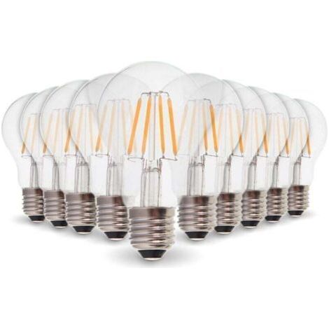 Lot de 10 Ampoules LED E27 4W Filament eq. 40W blanc chaud 2700K