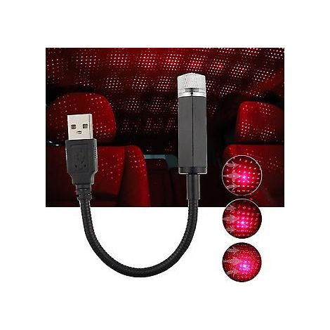 LED-Auto-Deckenprojektor, rote Lampe, Sternen-Nachtlicht, Innenraumbeleuchtung, Galaxienlampe, Dekorationslicht, USB-Anschluss