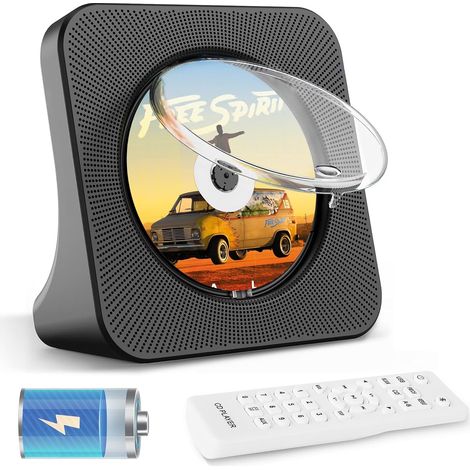 CD Player Akku Portable 4000mAh, CD Players für das Auto, Outdoor Bluetooth CD Player with Speakers, Remote Control, Dustproof Case, FM Radio, USB (1/5)
