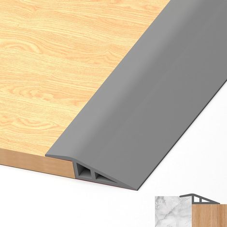Barre de Seuil Adhesive Gris Seuil de Porte pour Hauteur 7-10mm 2M  Bande de Transition de Sol Autocollante en PVC, Adhesif Rattrapage de Niveau pour Relier Les Joints de Sol et Les Transitions (1/5)