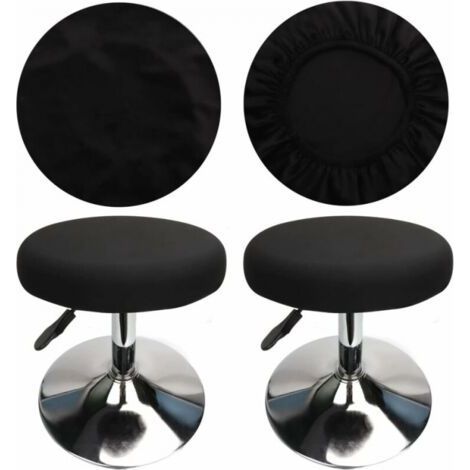 (4 pièces noir) Housse de tabouret ronde housse de tabouret de bar, tissu de luxe, diamètre 28-28 cm, extensible, lavable et anti-poussière (1/4)