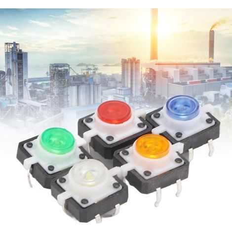 Packung mit 50 taktilen Drucktastern (12 x 12 x 7,3 mm) mit Reset-Taste und LED-Anzeige (1/5)