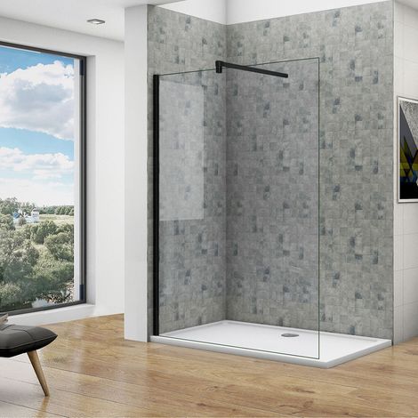 Océan Paroi De Douche 150x200cm En Noire Mat Paroi À L'italienne En 8mm Verre Anticalcaire Livré Avec Une Barre De Fixation 140cm En Noire Mat (1/4)