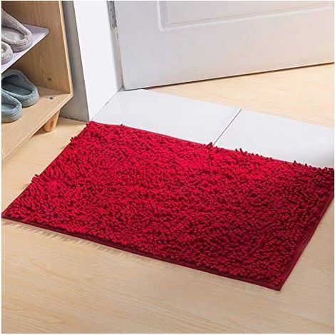 Non-slip bath mat, soft and absorbent, perfect for the bathroom (60 x 40 cm, red)