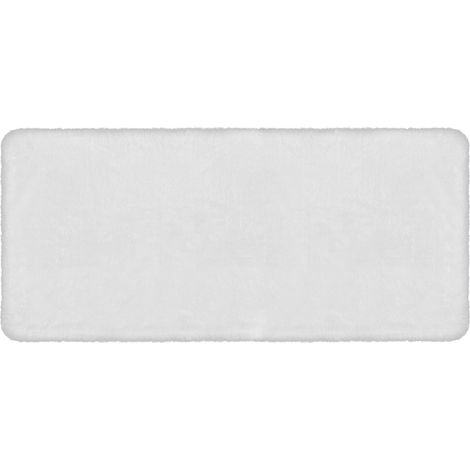Tappeto in Finta Pelliccia Sintetica Tinta Unita Effetto Rabbit A Pelo Lungo Vellutato Decorativo Super Morbido Scendiletto Passatoia Camera Cucina Corridoio Bianco - 60x90 cm (1/4)