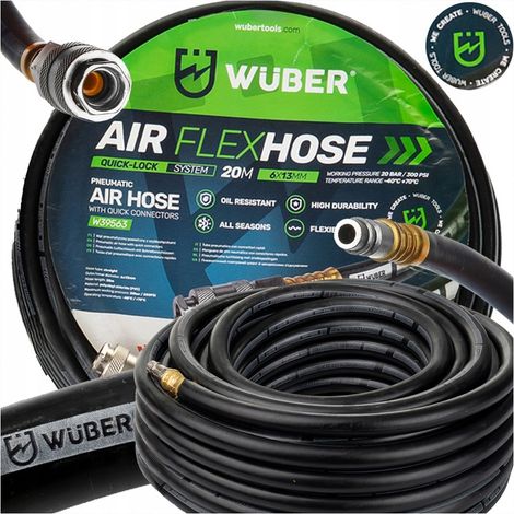 Tubo pneumatico in gomma da 20 m, 6x13 mm, crimpato per compressore WUBER