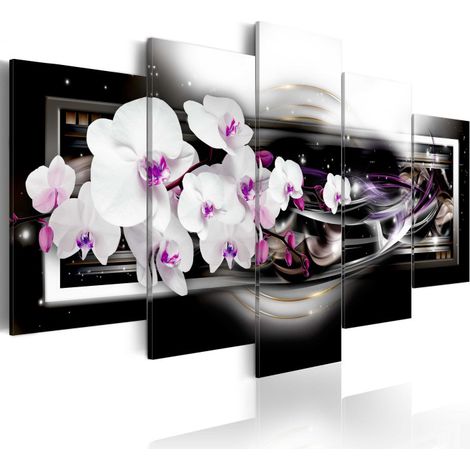 Tableau Imprimé "Orchids on a Black Background" 50 x 100 cm (1/2)