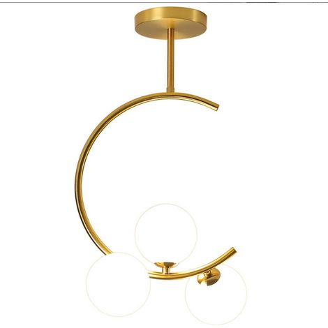 Plafonnier moderne doré E27 pour salle de bain, salle à manger, chambre à coucher (avec 3 ampoules G9 (1/5)