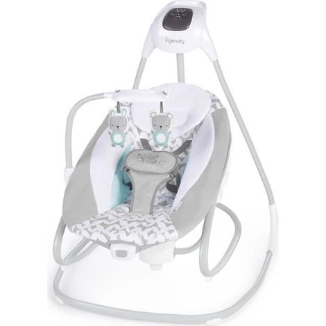 Les Tendances – Transat bébé électrique 2 en 1 – Balancelle avec musique douce – Rotation 180° – Siège amovible SimpleComfort – 6 vitesses de balancement (1/5)