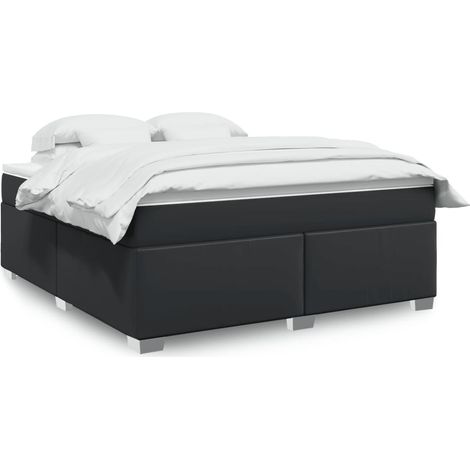 Boxspringbett mit Matratze Schwarz 180x200 cm Kunstleder