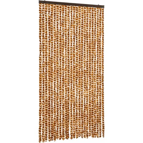 Moustiquaire,Rideau anti-moustique Ocre et blanc 100x220 cm Chenille CFW20092 (1/5)