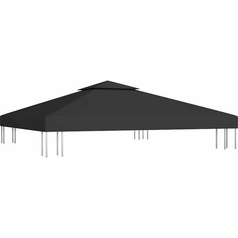 Toile de toit de belvédère 2 niveaux 310 g/m² 3x3 m Noir (1/5)