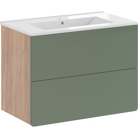 Badmöbel-Set Izan, Goldkraft Eiche/Grün, 2-teilig, Vicco