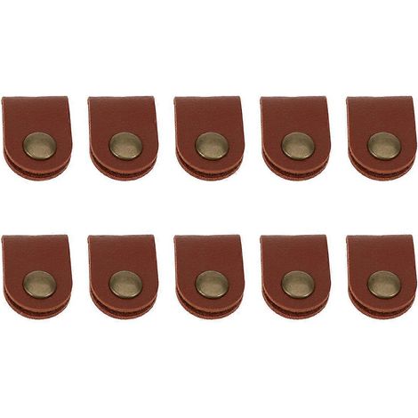 Lot de 10 enrouleurs de câbles en cuir PU pour casque audio, hub USB, organisateur de câbles, motif dessin animé, gestion des câbles de téléphone portable, attaches pour casque et écouteurs (marron)-6