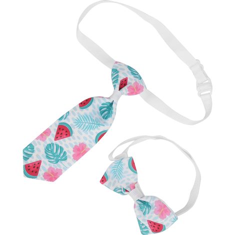 Ensemble de cravates pour animaux de compagnie, nœud papillon ajustable à motif pastèque, pour chiens et chats. (1/5)