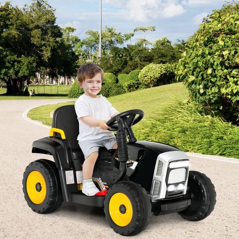 Tracteur Electrique avec Remorque pour Enfants 3 Vitesses Lumières LED Fonctions Audio USB et Bluetooth Noir CW9844 Maison Chic (1/2)