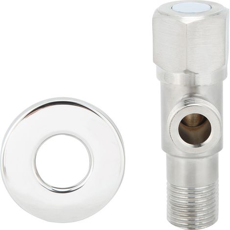 Robinet d'angle brossé en acier inoxydable G1/2", vanne d'arrêt pour toilette, chauffe-eau et lavabo, accessoire de plomberie (1/5)
