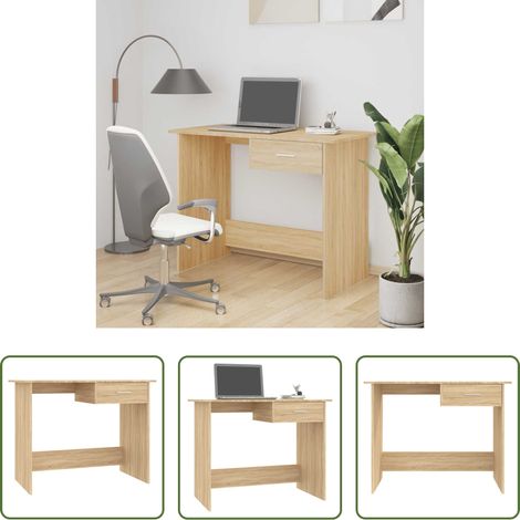 vidaXL Bureau en bois - Bureau Chêne sonoma 100x50x76 cm Bois d’ingénierie (1/5)