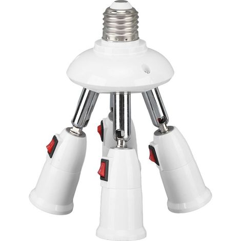 Douille répartitrice de lumière 4 en 1, ampoule E26 E27, résistante à la chaleur, Rotation à 360 degrés, courbure à 180 °, avec interrupteur, 85 à 265V (1/5)