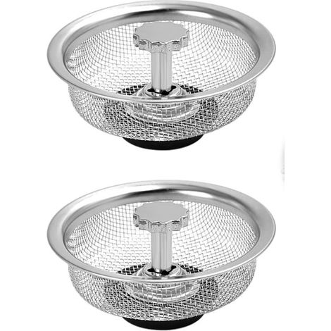 2 Pièces Filtre à évier en Acier Inoxydable Crépine Panier Tamis D'évier Douche De Vidange Cuisine pour Le Bouchon Caoutchouc Réglable Hauteur, Argent (1/4)