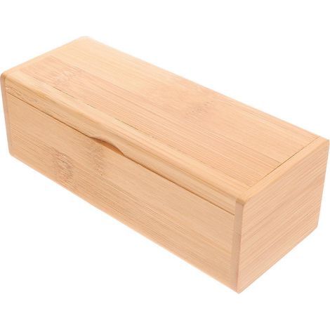 Boîte en bambou avec couvercle, boîte à verres en bois de bambou, boîte à bijoux, boîte de rangement en bambou pour loisirs créatifs et souvenirs-16.30X6.40X5.30CM-Light Brown (1/3)