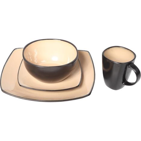 Essgeschirr-Set in Braun und Beige, spülmaschinen- und mikrowellengeeignet (1/5)
