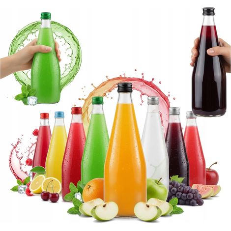 10 bottiglie di vetro da 700 ml con tappo a goccia per succhi di frutta, sciroppi e vodka. (1/5)