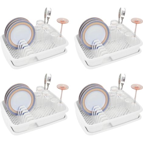 4x Novaliv Abtropfwanne Abtropfgestell und Abtropfschale Weiss