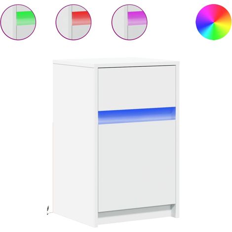 Maison Exclusive - Nachttisch mit LED-Leuchten Weiß Holzwerkstoff