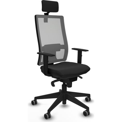 Horna sincro malla gris similpiel negro brazos 1D base piramidal cabecero 2D ruedas 65mm engomadas (1/5)