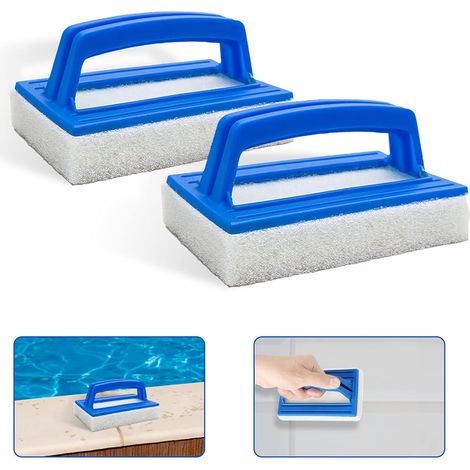 Brosses éponge pour piscine, gommage à main pour piscine 14,5 x 8,5 cm Brosse à main avec manche, brosse éponge pour sol de piscine, convient aux spas, bains à remous, aquarium et accessoires de netto (1/5)