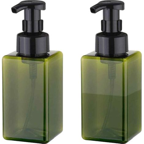 Schaumseifenspender, 450 ml (15 oz) nachfüllbare Pumpflasche aus Kunststoff für Flüssigseife, Shampoo, Duschgel (2 Stück) (Grün) (1/5)