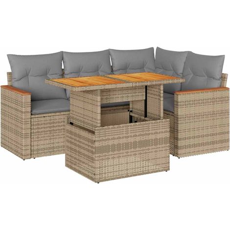 Maison Exclusive - Set sofás jardín y cojines 5 pzas ratán sintét (1/5)