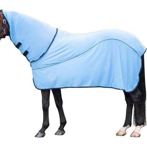 145 cm, azzurro acqua: Coperta refrigerante rinfrescante modello Cooling rug EquineCarePro impedisce l'accumulo di calore