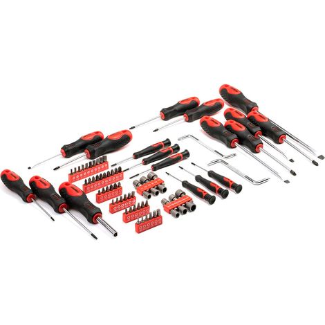 Lot de 76 tournevis et embouts  Kit d'outils en acier au chrome vanadium  Tournevis de précision, forets et accessoires  Outils essentiels pour bricolage, atelier, garage et réparation à la (1/5)
