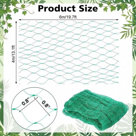 Filet Anti Oiseaux Vert, 4 x 6 M Filets Anti-Oiseaux, Filet de Protection pour Plantes, Filets Anti Oiseaux pour Bassins, Potagers, Fleurs, Arbustes, Arbres Fruitiers (Vert-4 6M) (1/4)