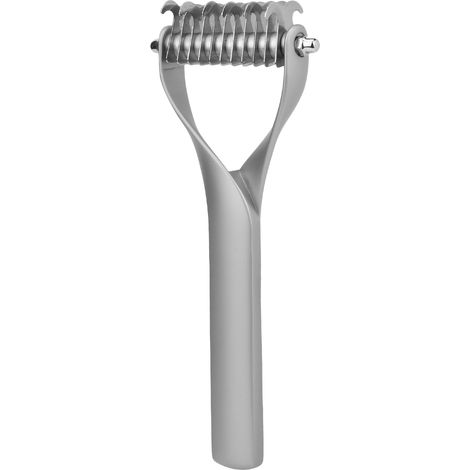 Outil de toilettage pour animaux de compagnie, peigne à sous-poil double face pour chiots et chats, brosse pour démêler les nœuds, argent glacial, petit format (1/5)