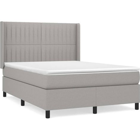 Maison Exclusive - Cama box spring con colchón tela gris claro 14
