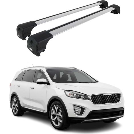OMAC Aluminium Dachträger Querträger für Kia Sorento mk3 2015-2020 – City Crash – ISO/PAS 11154:2006 – Abschließbar – Max. 75 kg – 2 Stangen Silber (1/5)