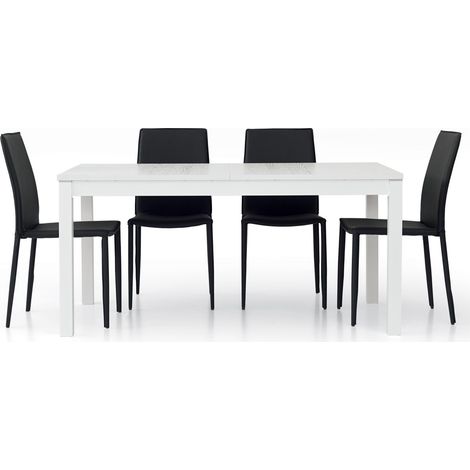 Tavolo Rettangolare 160 x 90 Allunghe Centrali Bianco Frassinato Dimensione Tavoli: 160 x 90