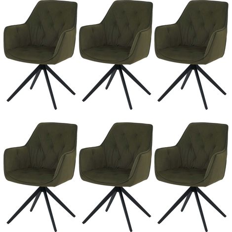 Lot de 6 chaises de salle à manger HWC-L80, chaises de cuisine rembourrées avec accoudoirs, pivotant (1/5)