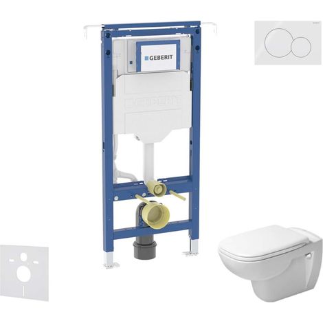 Geberit Duofix - Set Vorwandelement, Duravit D-Code WC und Sitz, Sigma01 Tasten, Rimless, SoftClose, Alpinweiß SANI11CP3101 (1/5)
