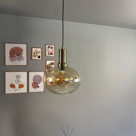 bamyum Solvia Suspension Luminaire Verre Rétro en Metal de 30 cm, Lustre de Salon Vintage, Éclairage de Plafond pour Chambre, Cuisine, Lampe Suspendue (1/5)