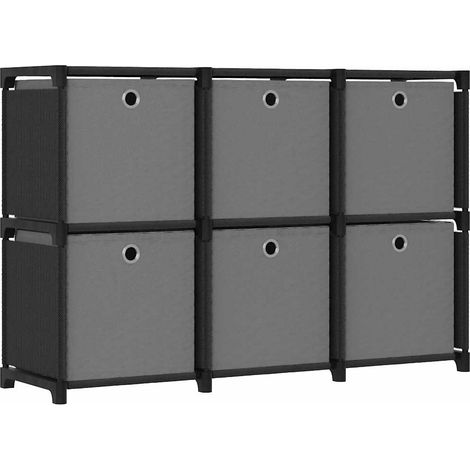 vidaXL Estantería de 6 cubos con cajas de tela negro 103x30x72,5 cm (1/5)