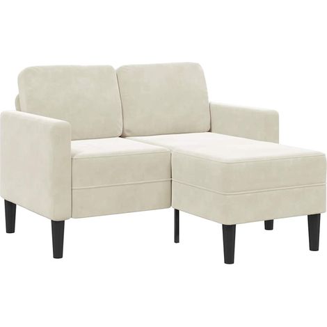 vidaXL Divano 2 Posti con Chaise longue a L Crema 125 cm Velluto (1/5)