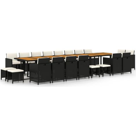 Maison Exclusive - Set da Pranzo da Giardino 21 pz con Cuscini in Polyrattan Nero