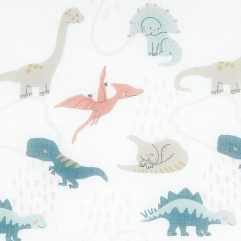 Tissu en voile enfant imprimé de dinosaures Multicolore 150 cm